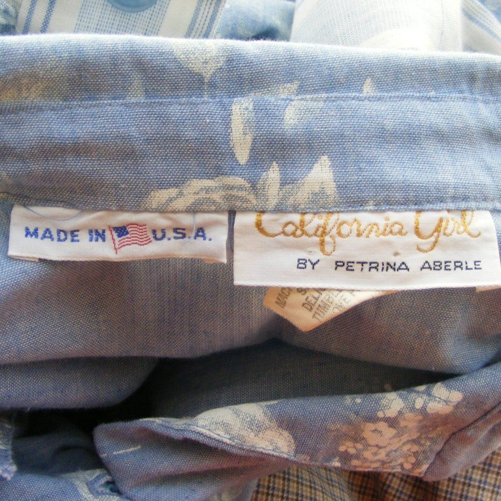 CALIFORNIA GIRL Dress, 12, Blue/White, Floral & Striped, Flat Ruffle, Belt - Picture 13 of 15